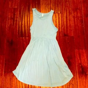 Blue sleeveless dress with pockets